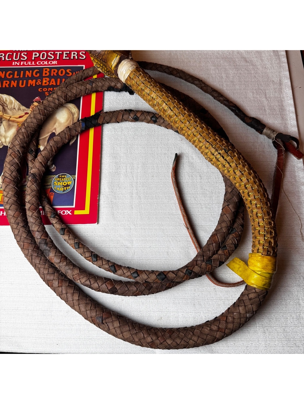Authentic Ringling Bros Barnum Bailey Cobra Handle Lion Tamer Circus Whip - Picture 3 of 15